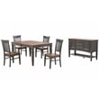 Dakota 6PC 60-78-in Rectangle Expand Dining Table Set w Buffet Gray Brown Wood