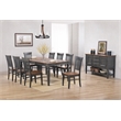 Dakota 10PC 60-78-in Rectangle Expand Dining Table Set w Buffet Brown Gray Wood