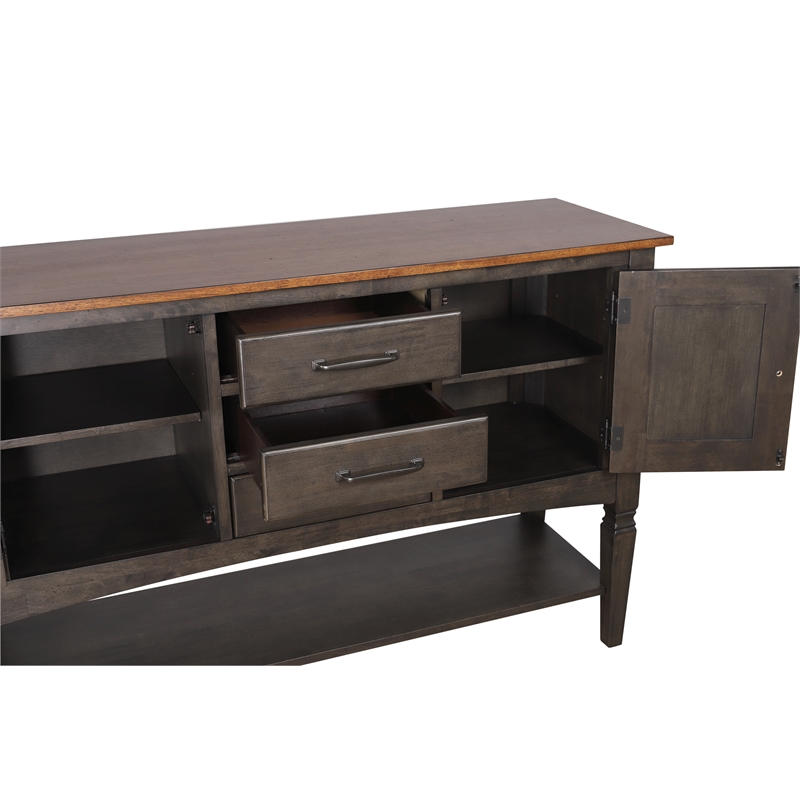 Dakota 10PC 60-78-in Rectangle Expand Dining Table Set w Buffet Brown Gray Wood