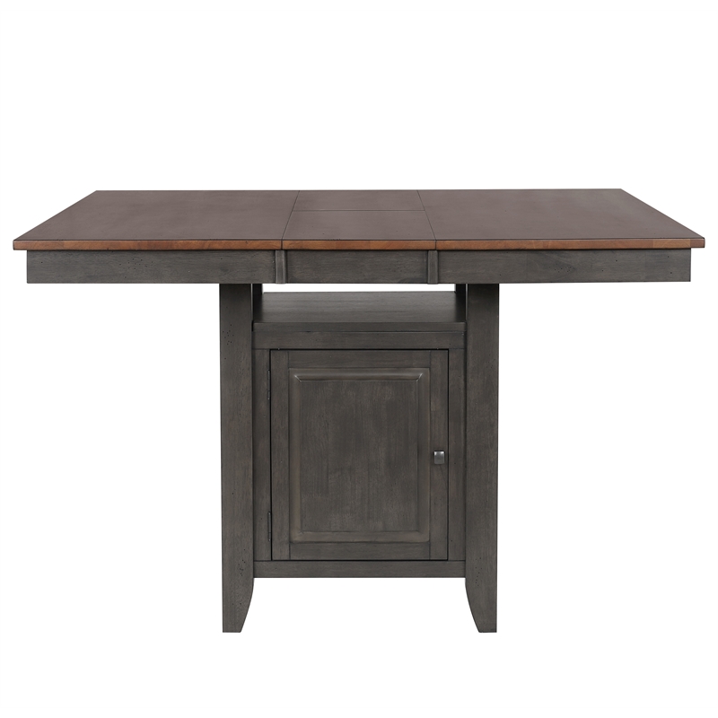 Dakota 5PC Extendable 42-54-in Pub Dining Storage Table Set in Brown & Gray Wood