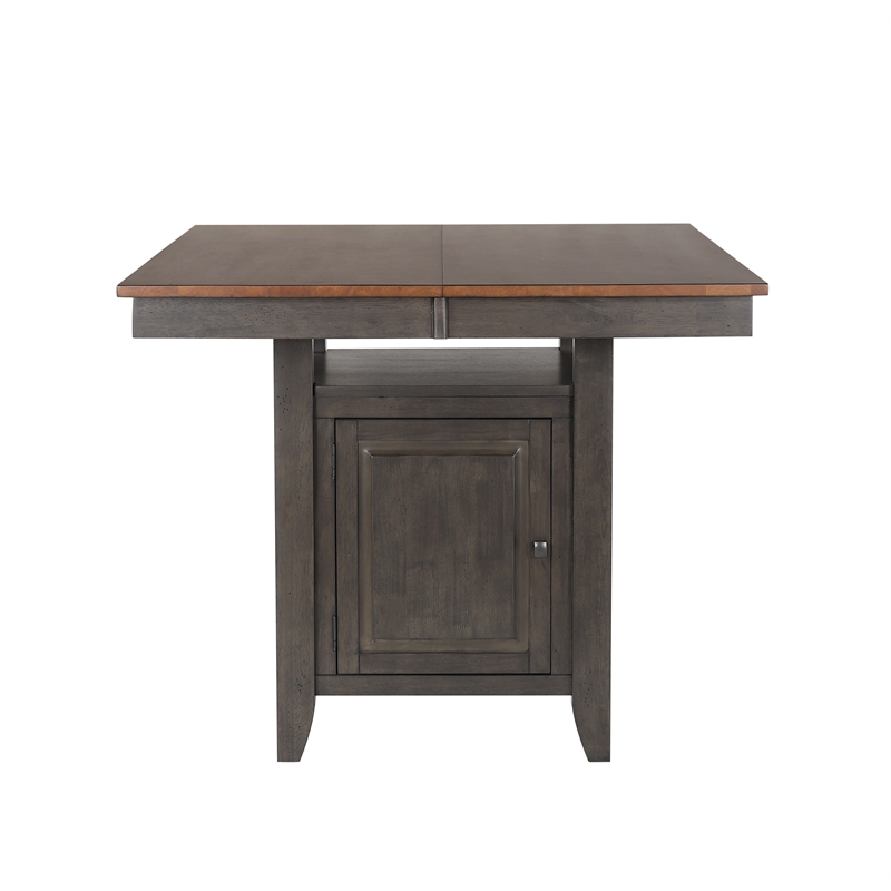 Dakota 5PC Extendable 42-54-in Pub Dining Storage Table Set in Brown & Gray Wood