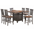 Dakota 7PC Extendable 42-54-in Pub Dining Storage Table Set in Brown & Gray Wood