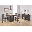 Dakota 6PC Extendable 42-54-in Pub Dining Table Set w Buffet Brown Gray Wood