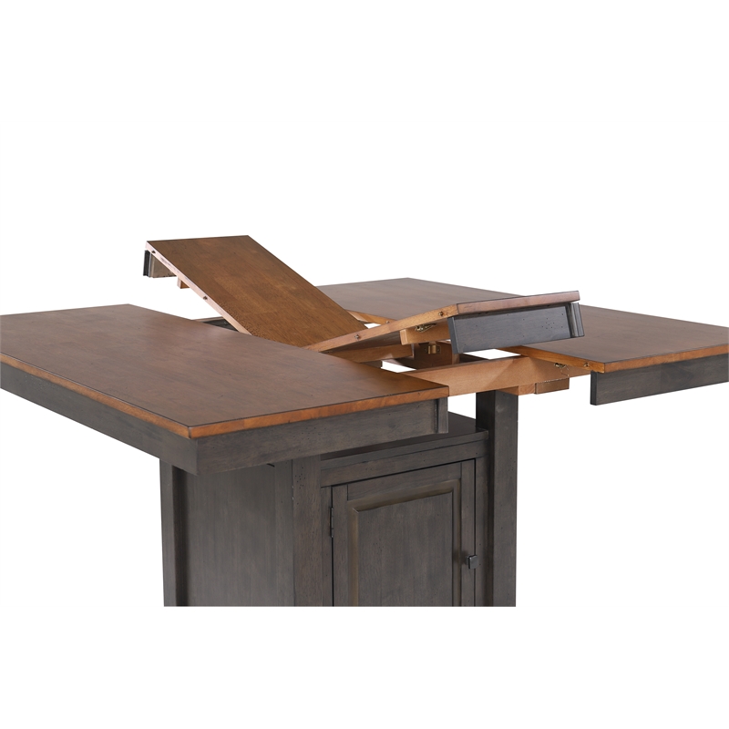 Dakota 6PC Extendable 42-54-in Pub Dining Table Set w Buffet Brown Gray Wood