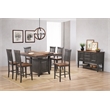 Dakota 8PC Extendable 42-54-in Pub Dining Table Set w Buffet Brown Gray Wood