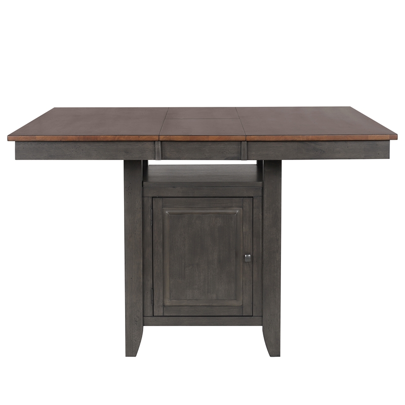 Dakota 8PC Extendable 42-54-in Pub Dining Table Set w Buffet Brown Gray Wood