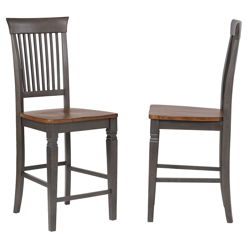 Dakota 8PC Extendable 42-54-in Pub Dining Table Set w Buffet Brown Gray Wood