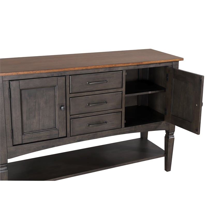Dakota 10PC Extendable 42-54-in Pub Dining Table Set w Buffet Brown Gray Wood