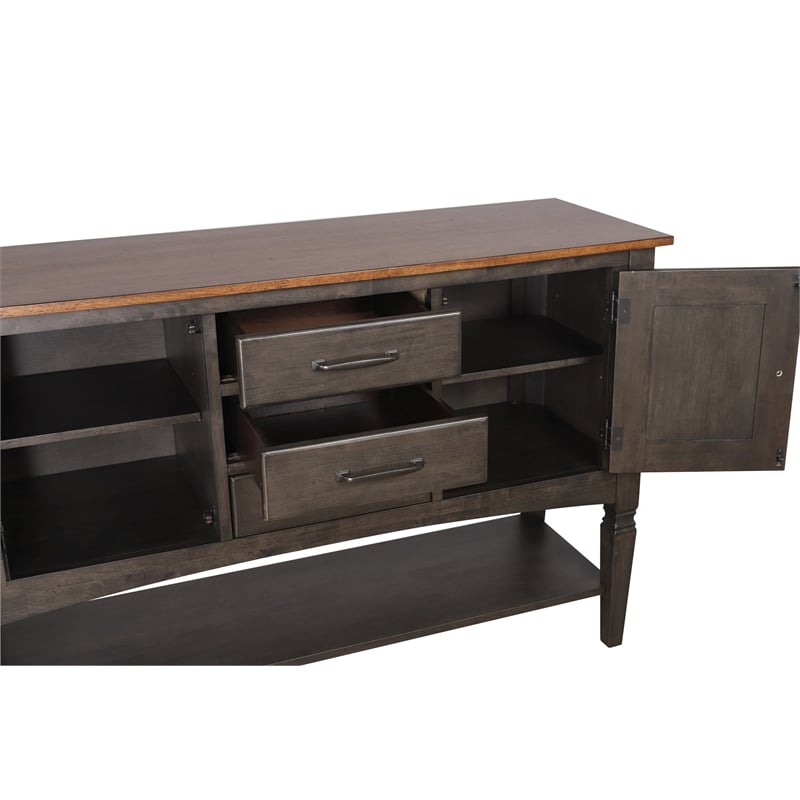 Dakota 10PC Extendable 42-54-in Pub Dining Table Set w Buffet Brown Gray Wood
