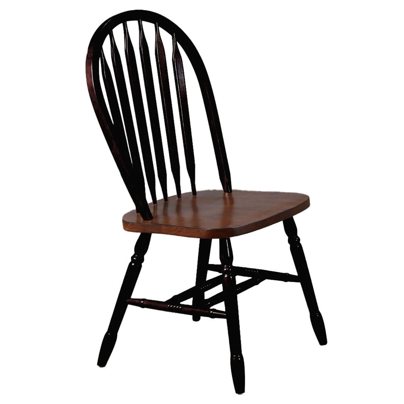 Sunset Trading 3PC 42-in Round Extending Dropleaf Dining Set in Black Brown Wood