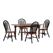 Sunset Trading 5PC 60-in Rectangular Extending Dining Table Set Black Brown Wood