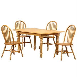 Selections 5PC 60&quot Rectangle Extendable Butterfly Dining Set Light Oak Wood