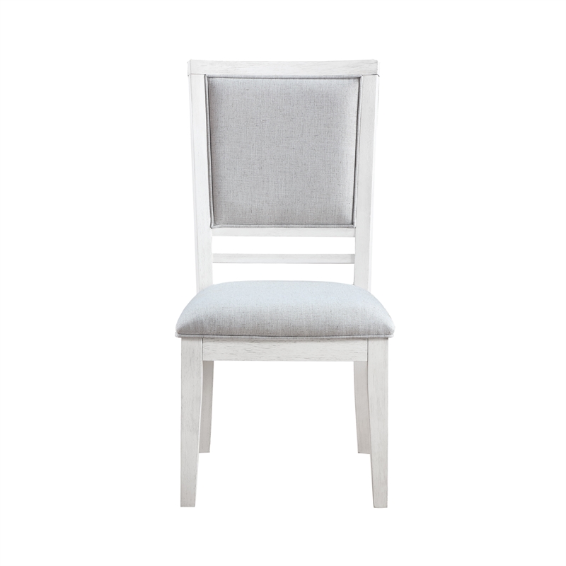 Sunset Trading Dover Upholstered Dining Side Chairs Cerused White Wood Set of 2