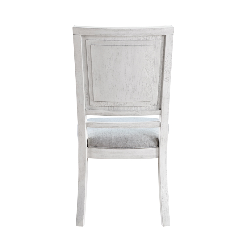 Sunset Trading Dover Upholstered Dining Side Chairs Cerused White Wood Set of 2