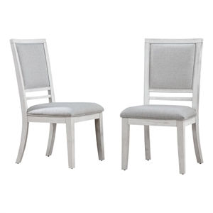 Sunset Trading Dover Upholstered Dining Side Chairs Cerused White Wood Set of 2