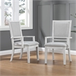 Sunset Trading Dover Upholstered Dining Arm Chair Cerused White Wood Set of 2