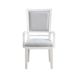 Sunset Trading Dover Upholstered Dining Arm Chair Cerused White Wood Set of 2