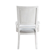 Sunset Trading Dover Upholstered Dining Arm Chair Cerused White Wood Set of 2