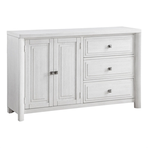 Sunset Trading Dover 62&quot White Wood Sideboard Server Table w Cabinet & 3 Drawers