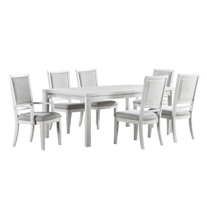 Dover 60-78-96&quot Rectangle Expandable Dining Table Set w Armchairs in White Wood