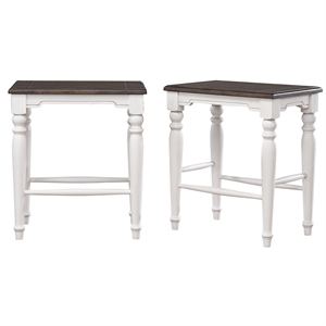 French Chic 24&quot Backless Barstools Set of 2 Antique White/ Brown Solid Wood