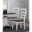 French Chic Ladder Back Dining Chairs Set of 2 Antique White & Walnut Brown Wood