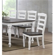 French Chic Ladder Back Dining Chairs Set of 2 Antique White & Walnut Brown Wood