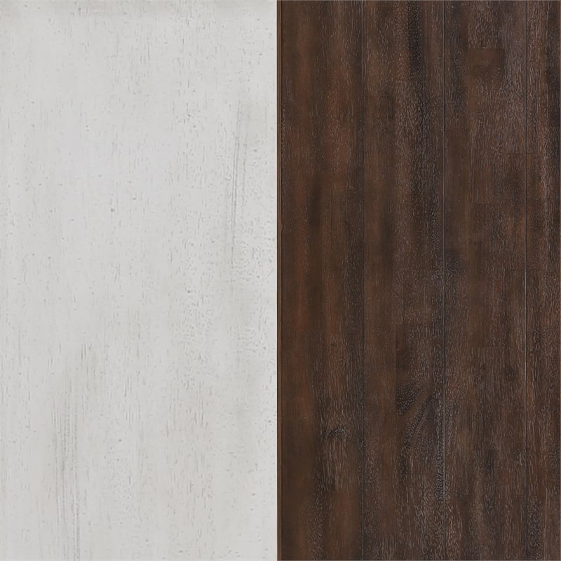 French Chic Ladder Back Dining Chairs Set of 2 Antique White & Walnut Brown Wood