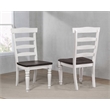 French Chic Ladder Back Dining Chairs Set of 2 Antique White & Walnut Brown Wood