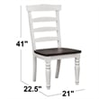 French Chic Ladder Back Dining Chairs Set of 2 Antique White & Walnut Brown Wood