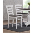 French Chic Ladderback Barstools Set of 2 Antique White & Walnut Brown Wood