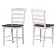French Chic Ladderback Barstools Set of 2 Antique White & Walnut Brown Wood