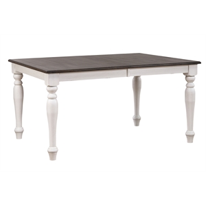 French Chic 60-78-96&quot Expandable Rectangular Dining Table Brown & White Wood