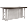 French Chic Dropleaf Kitchen Island Bar Antique White & Walnut Brown Wood