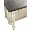 French Chic Dropleaf Kitchen Island Bar Antique White & Walnut Brown Wood