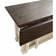 French Chic Dropleaf Kitchen Island Bar Antique White & Walnut Brown Wood