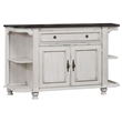 French Chic Sideboard with Storage & Display Shelves Off White/Walnut Brown Wood