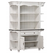 French Chic China Cabinet Hutch w Storage White & Walnut Brown Wood