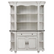 French Chic China Cabinet Hutch w Storage White & Walnut Brown Wood