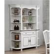 French Chic China Cabinet Hutch w Storage White & Walnut Brown Wood