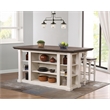 French Chic Expanding Dropleaf Kitchen Island Bar Set 2 Stools White/Brown Wood