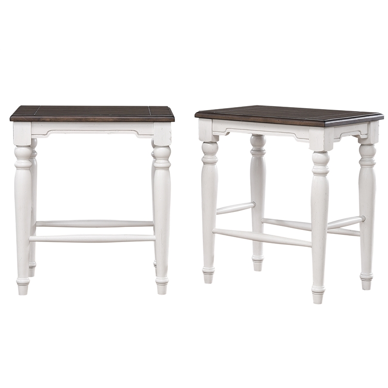 French Chic Expanding Dropleaf Kitchen Island Bar Set 2 Stools White/Brown Wood