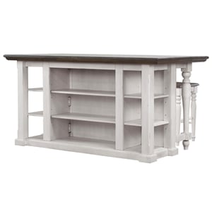 French Chic Expanding Dropleaf Kitchen Island Bar Set 2 Stools White/Brown Wood