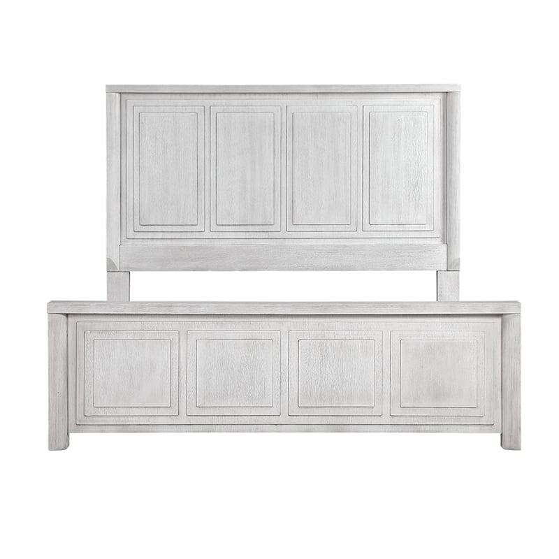 Sunset Trading Dover King Size Panel Bed Frame in Cerused White Oak Wood