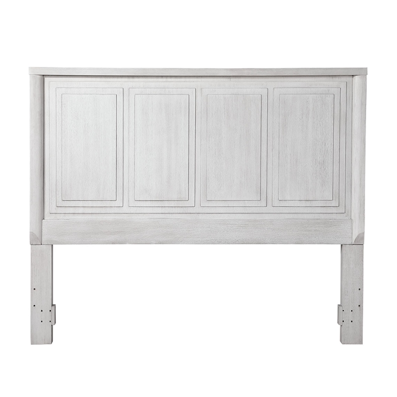 Sunset Trading Dover King Size Panel Bed Frame in Cerused White Oak Wood