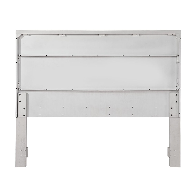 Sunset Trading Dover King Size Panel Bed Frame in Cerused White Oak Wood