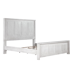 Sunset Trading Dover King Size Panel Bed Frame in Cerused White Oak Wood
