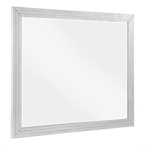 Sunset Trading Dover Rectangular Beveled Glass Mirror in Cerused White Oak Wood