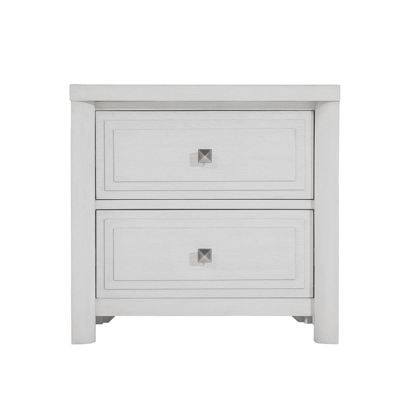 Sunset Trading Dover 2 Drawer Nightstand w USB Charger in Cerused White Oak Wood