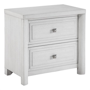 Sunset Trading Dover 2 Drawer Nightstand w USB Charger in Cerused White Oak Wood